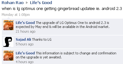 LG Optimus to get an OTA Upgrade to Android 2.3 Ginger bread