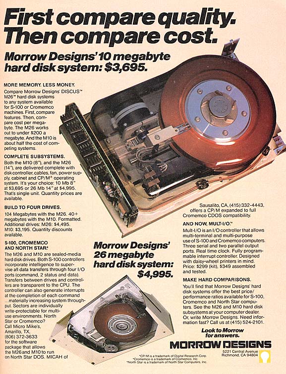 Morrow Systems - 10MB Hard Disk drive Ad
