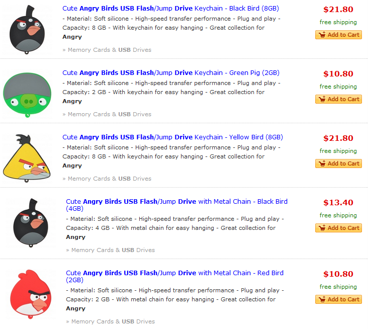 Angry Birds style USB Flash drives