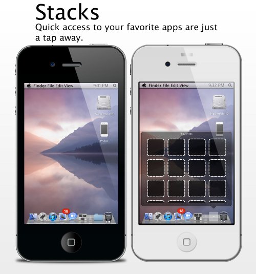 Mac OS X style Stacked windows in iPhone