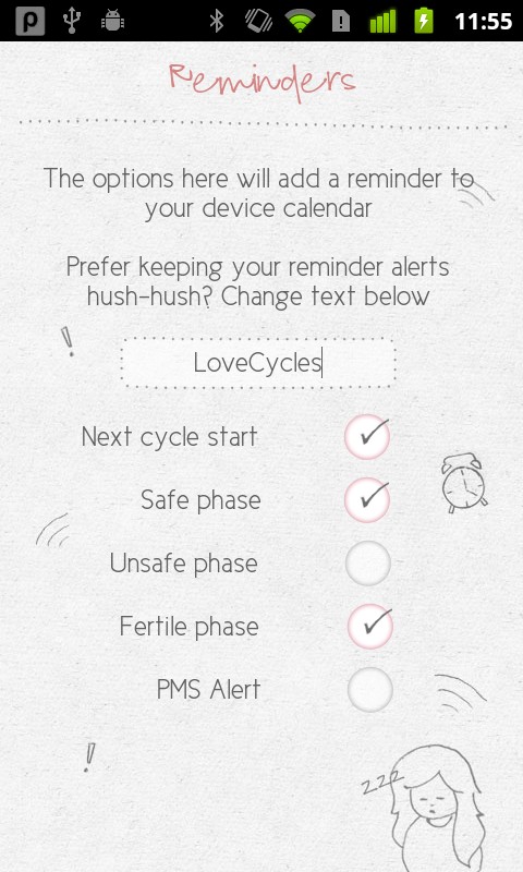 LoveCycles Mobile App - Set your cycle behaviour