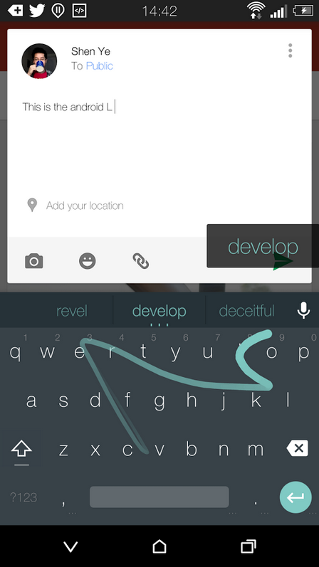 Android L Material UI - swype!