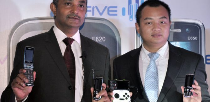 G'FIVE representative officially launching the four new phones